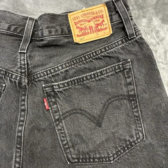 VTG Levis 501 Jean Shorts Women’s Sz.27 Black Button Fly Cut Off Daisy Duke - Picture 5 of 9